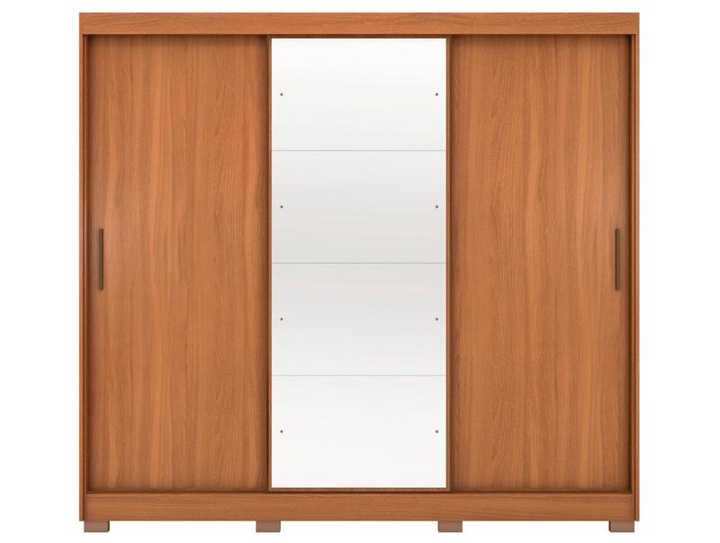 Guarda-roupa Casal com Espelho 3 Portas de Correr 6 Gavetas